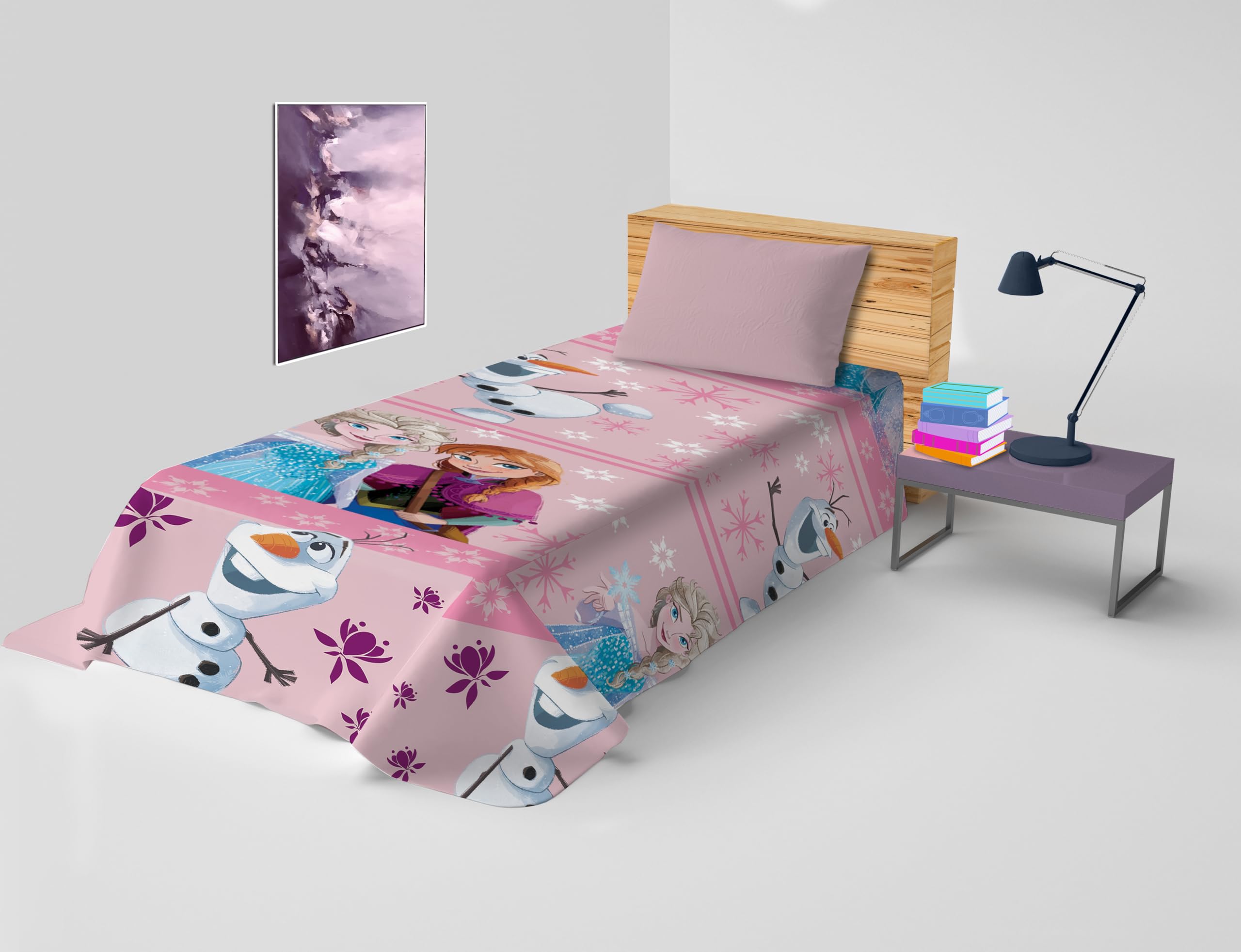 hermet Frozen Disney Single Bed Throw, Unfilled Spring Bedspread for Girls, 170 x 270 cm, 100% Cotton, Disney