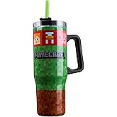 Minecraft Insulated Tumbler Travel Mug 33oz Stainless Steel Creeper Water Bottle with Handle and Straw Thermal Double Wall Vacuum Insulation Drinks for Hot Cold Ice Cupholder Compatible