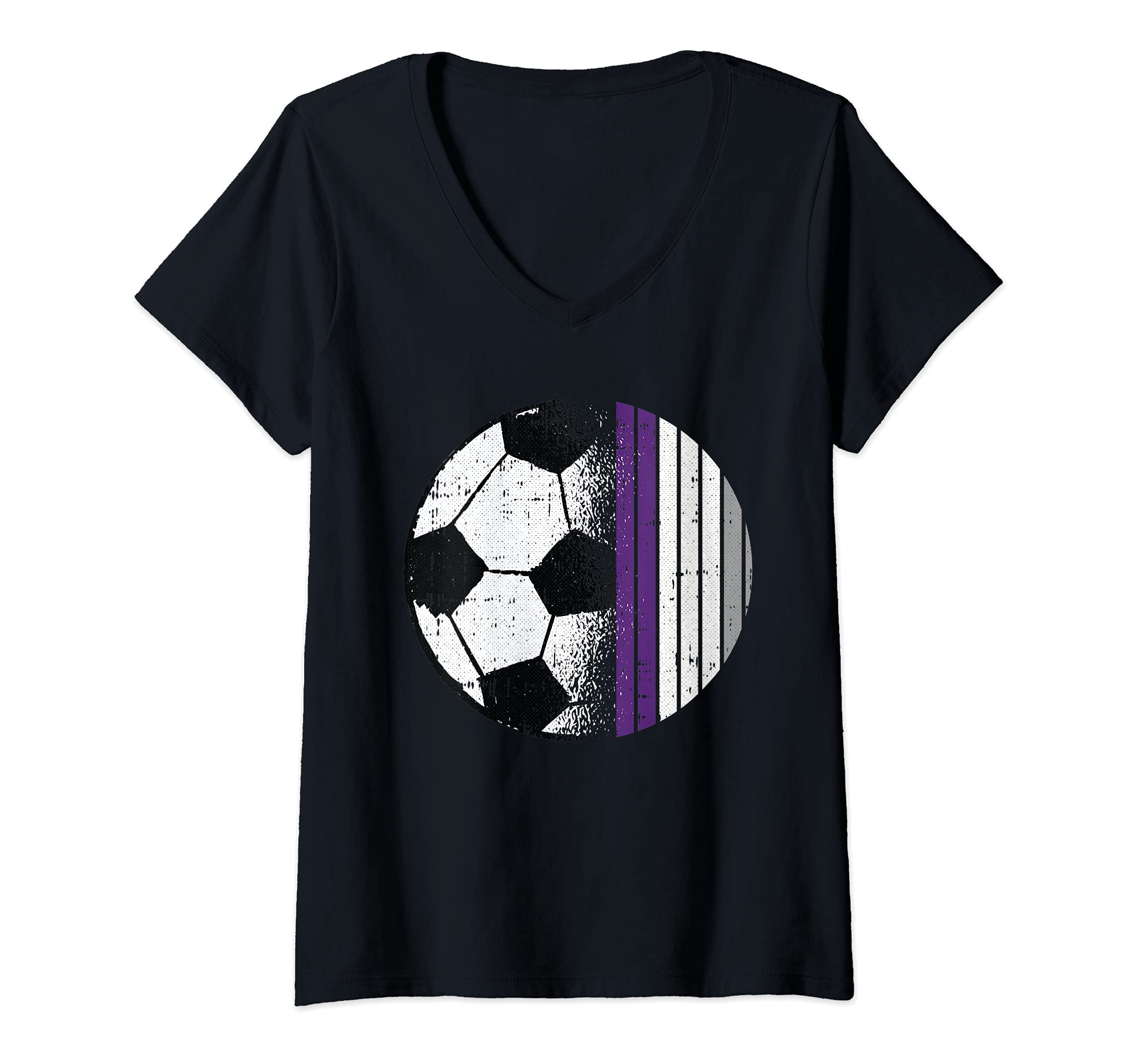 Womens Soccer Ball LGBT-Q Asexual Ace Pride Sport Fan Player Ally V-Neck T-Shirt