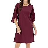 ZAFUL Women's 3/4 Flutter Chiffon Sleeve Cocktail Dress Crew Neck Formal Wedding Guest Dresses