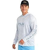 HUK Mens Pursuit Pattern Crew Sleeve Shirt, Performance Shirt