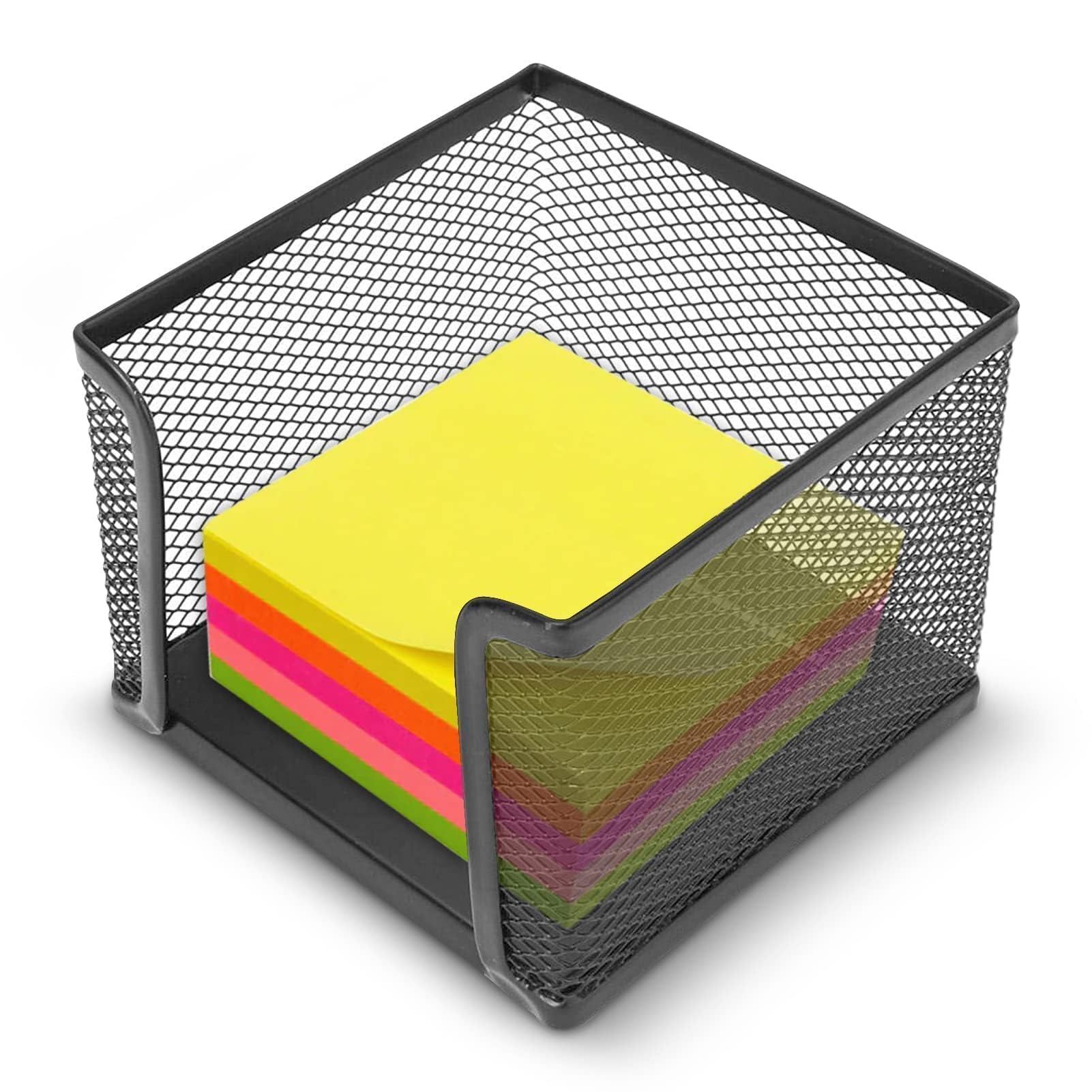 HERCHR Mesh Memo Pad Holder Memo Cube Notepad Desktop Notepad Holder 4.1×3.1inch Note Blockholder Metal Wire Mesh Memobox Sticky Notesholder Cube Blocknotes Dispenser Box for Office School