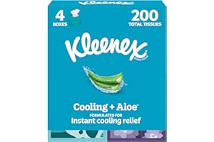 Kleenex Cooling + Aloe Facial Tissues, 4 Cube Boxes, 50 Tissues Per Box, 2-Ply