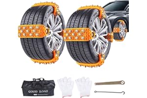 Tire Snow Chain – 165-265mm Super Stable Anti-Skid Tire Chains, Hardened Manganese Steel & TPU Ice-Breaking Chains, 5-Second 