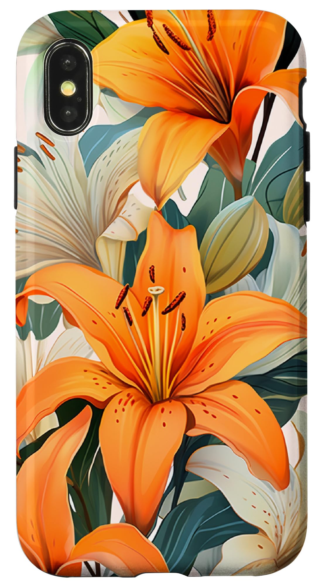 iPhone X/XS Beautiful Tiger Lily Watercolor Pattern Color Background Case