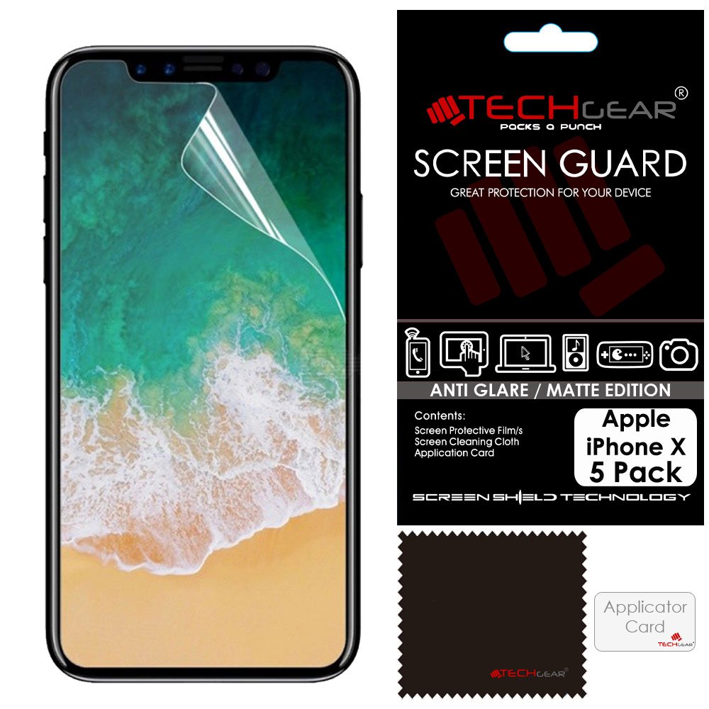 TECHGEAR [Pack of 5] ANTI GLARE Screen Protectors for iPhone 11 Pro, iPhone XS iPhone X - MATTE Screen Protectors with Cloth & Application Card Compatible with Apple iPhone XS, X, iPhone 11 Pro Matte
