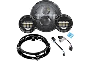 SUNPIE Motorcycle 7 Inch Head light Black Compatible with H_arley Road King, Compatible with Road/Electra/Street Glide with 4-1/2 Fog Lights Mounting Bracket