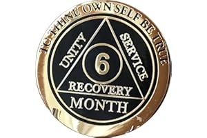 RECOVERYCHIP 6 Month AA Medallion Elegant Black Gold and Silver Plated Chip