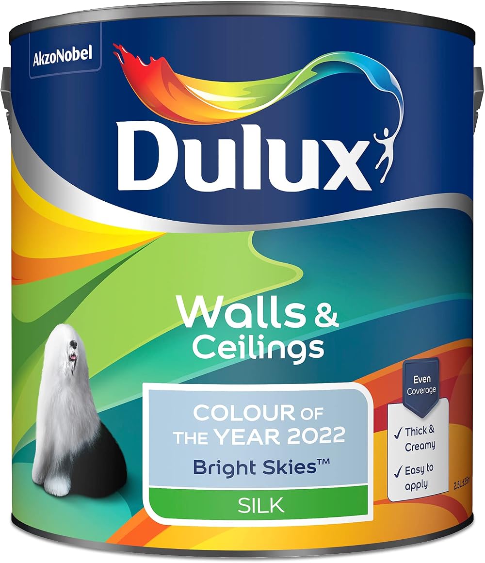 Dulux Walls & Ceilings Silk Emulsion Paint Bright Skies 2.5L Water Based