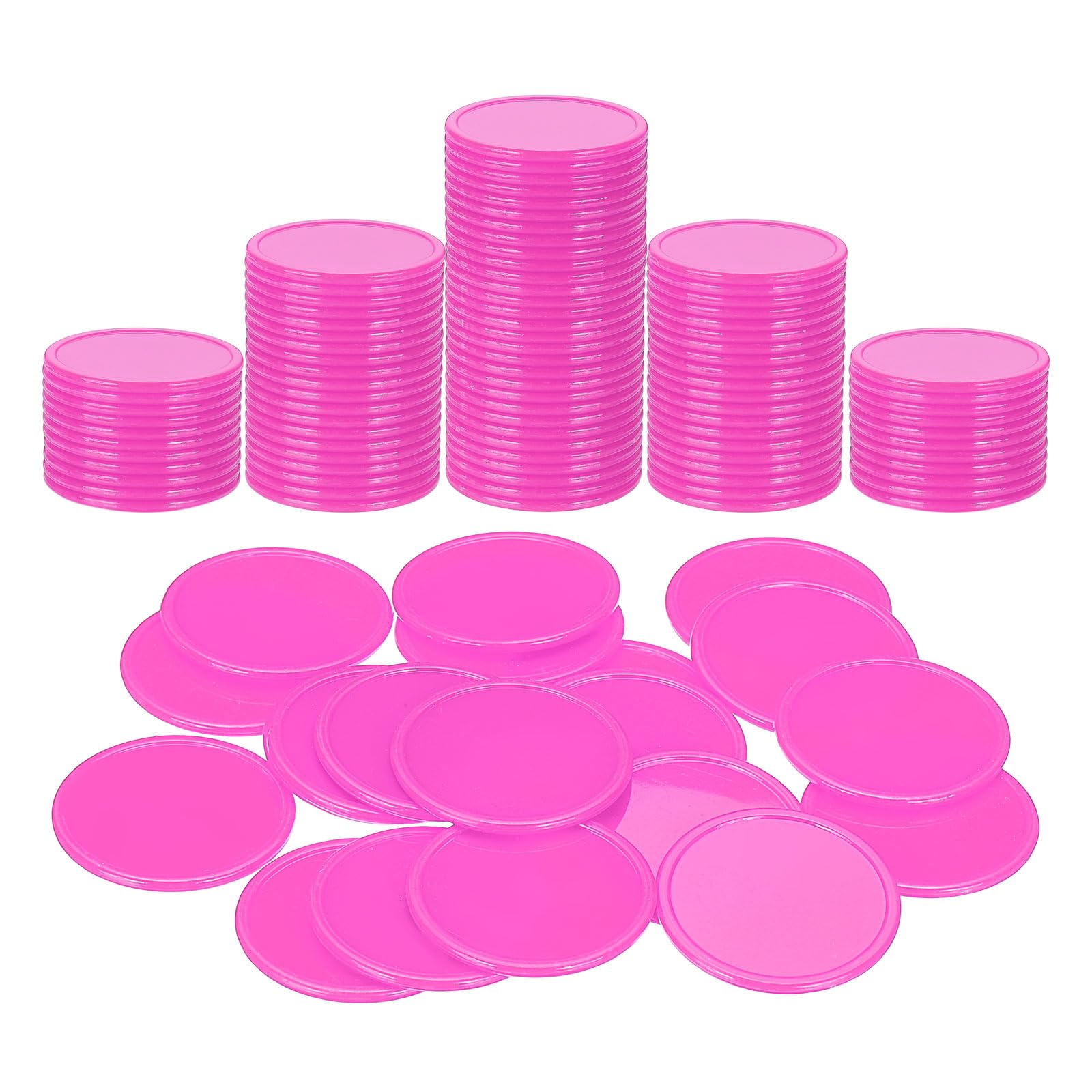 sourcing map 200Pcs Plastic Poker Chips, 1.5 Inch Learning Counters Counting Counters Disks Markers Opaque Game Tokens for Game Play Math Counting, Pink