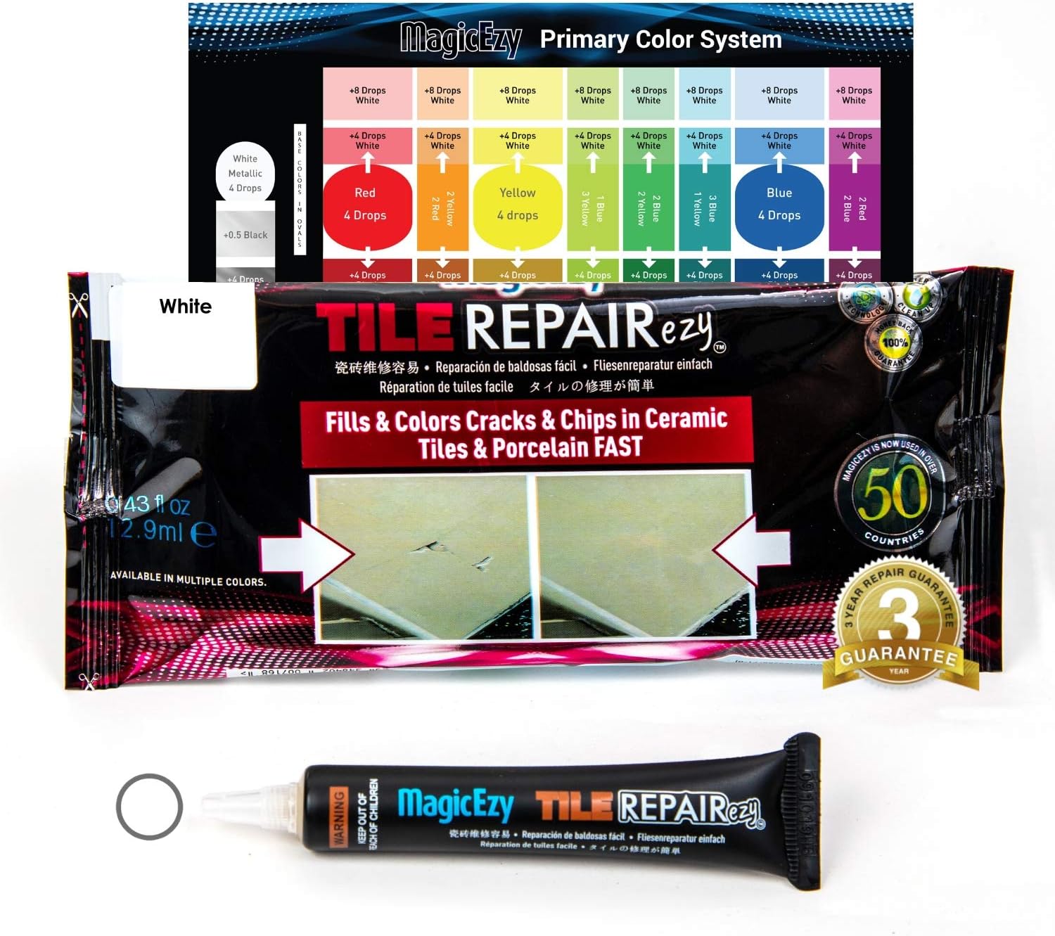 MagicEzy Tile REPAIRezy Fix Chips & Holes in Ceramic Tiles Fast
