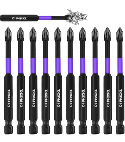 HARFINGTON 5-Piece Impact Phillips Screwdriver Bit Set – PH2 (#2) Anti-Slip Tip, 1/4"