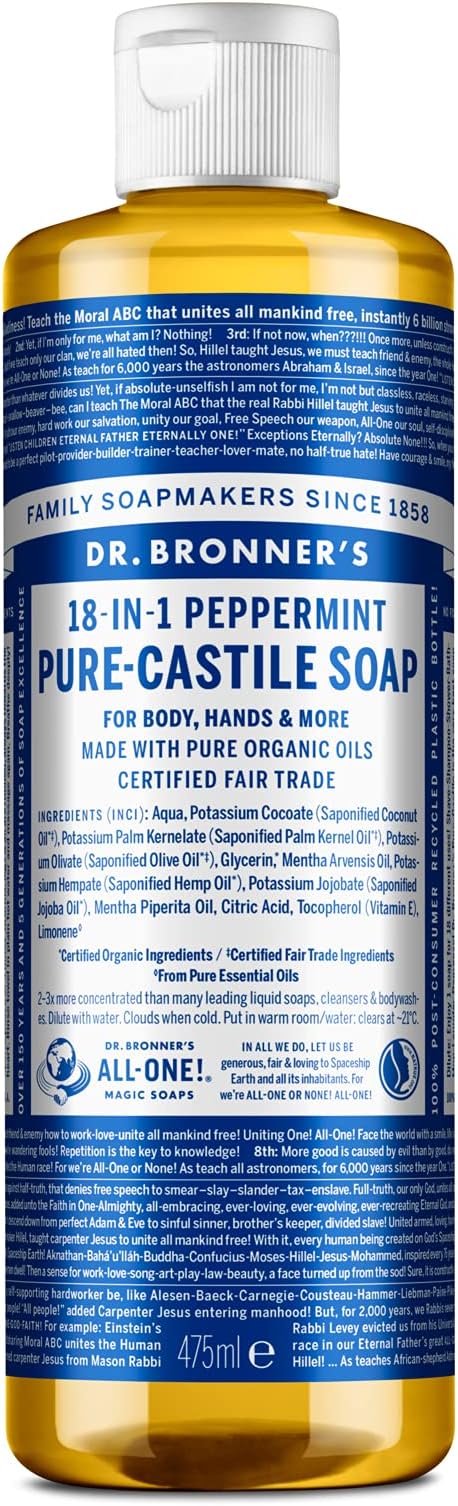 Dr Bronner's Peppermint Castile Liquid Soap 473ml