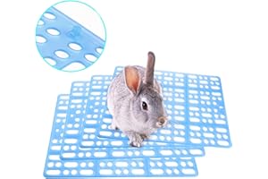Hamiledyi 4 Pcs Rabbit Cage Mats Small Animal Plastic Feet Pads Floor Mat for Pet Cats Dogs Bunny Hamster Rat Chinchilla Guinea Pig(Blue)