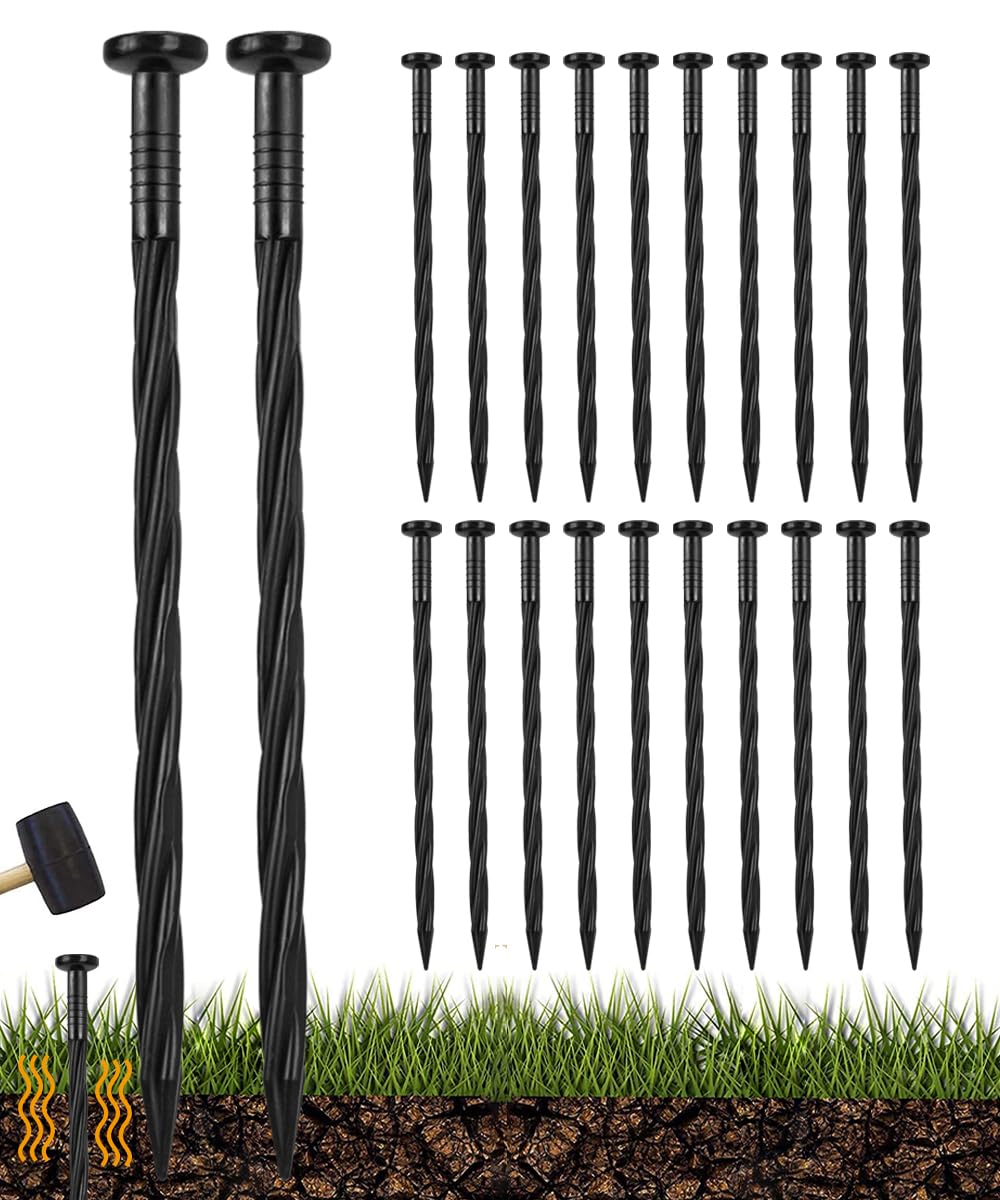 Photo 1 of 100 Count 8-Inch Plastic Landscape Anchoring Spikes Garden Lawn Yard Landscaping Stake for Paver Edging, Weed Barrier, Landscape Edging, Grass Pathway, Artificial Turf and More