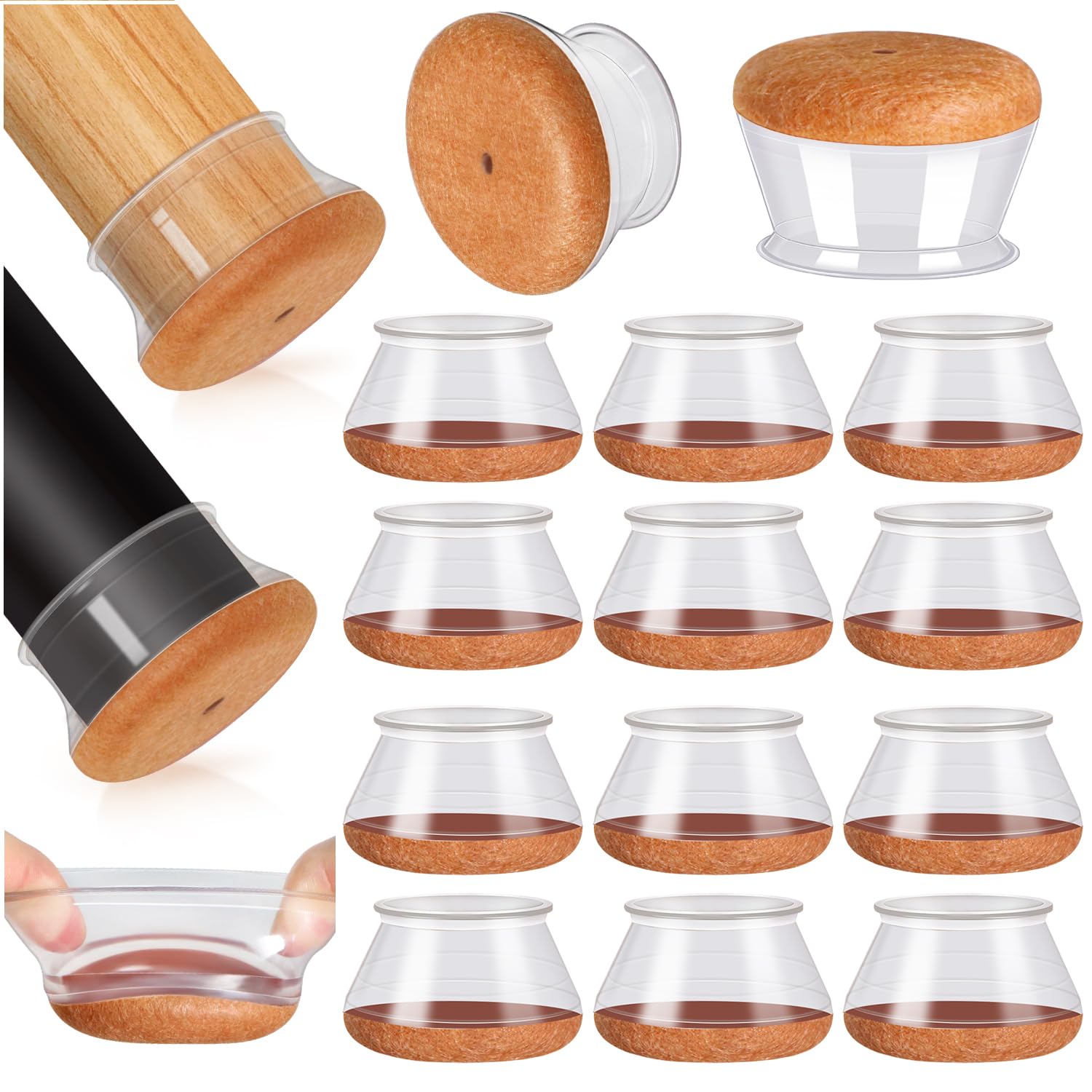 Photo 1 of 24 Pcs Furniture Leg Floor Protectors PISAO, Silicone Table and Chair Leg Protectors Caps Covers for Hardwood Floors, Furniture Pads Sliders with Wrapped Felt Bottom Extra Large 1.61"-2"(40.1mm-50mm)