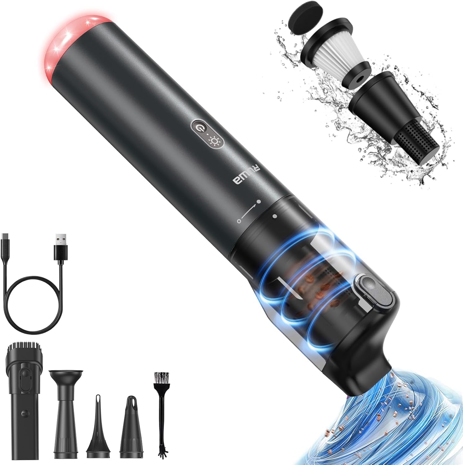Photo 1 of ruwa Car Vacuum Cleaner Handheld Vacuum Cordless, 2 Speeds, 300ml Dust Cup, Lightweight, Portable Mini Vacuum for Car, Home and Pet Hair (Grey)