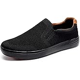 TIOSEBON Men's Memory Foam Mesh Walking Shoes Arch Support Comfort Slip-on Loafer Black 10.5 US