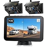 7" Magnetic Solar Wireless Backup Camera System, HD1080P Loop Recording 7 Inch Monitor with Dual RV Backup Cameras Wireless S