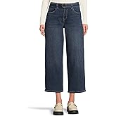 Liverpool Womens Mid-Rise Belted Crop Wide Leg Jeans
