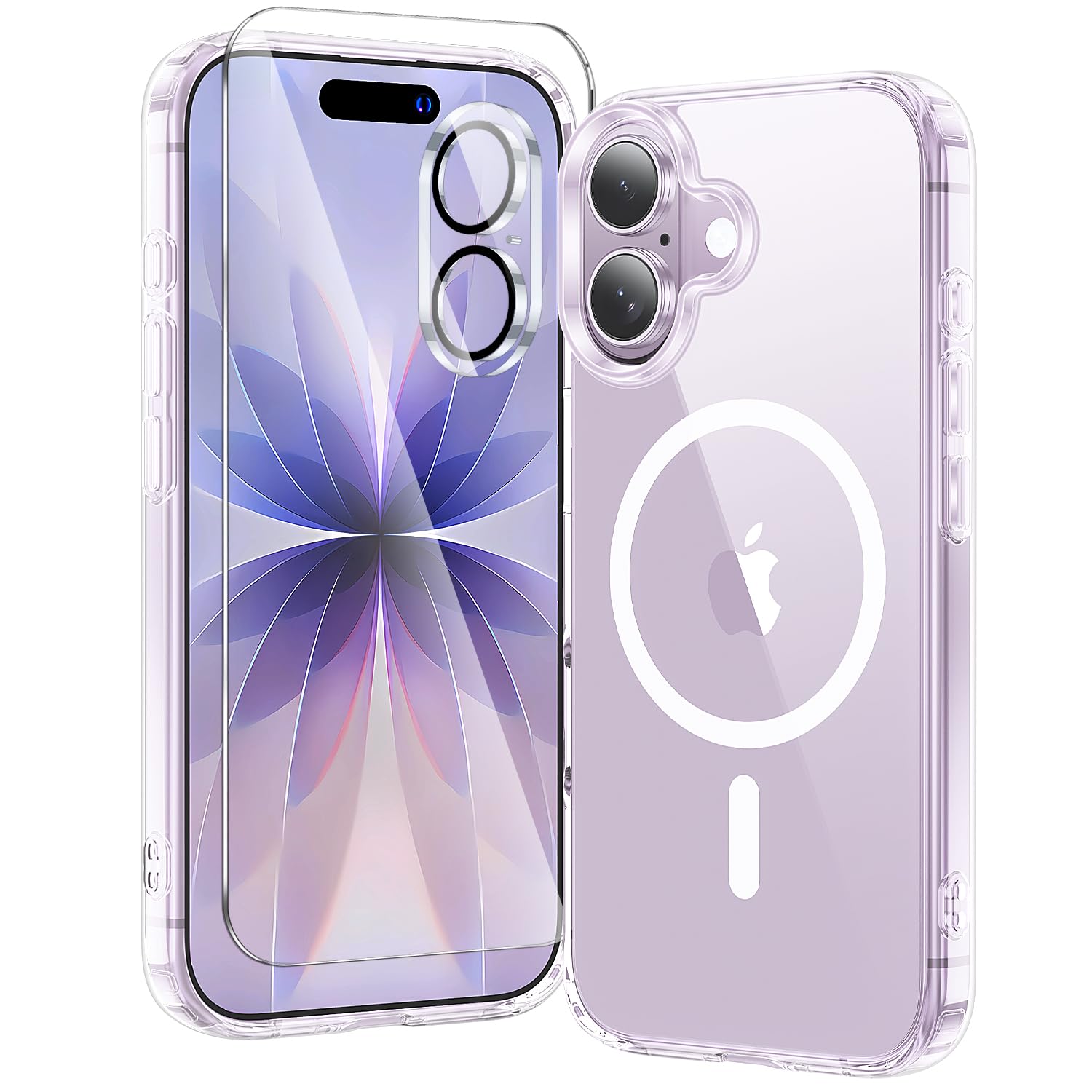 toushion 3 in 1 for iPhone 17 Case Clear,Fits MagSafe, Not Yellowing, Screen Protector*1 Camera Lens Protector*1, Military-Grade Protection for Phone Cover 6.3 inch