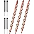 Cambond Ballpoint Pens, Guest Pen Stainless Steel Nice Pens for Guest Book Uniform Christmas Gift - Black Ink (1.0mm Medium Point), 3 Pens with 6 Extra Refills (Rose Gold),3 Count (Pack of 1)