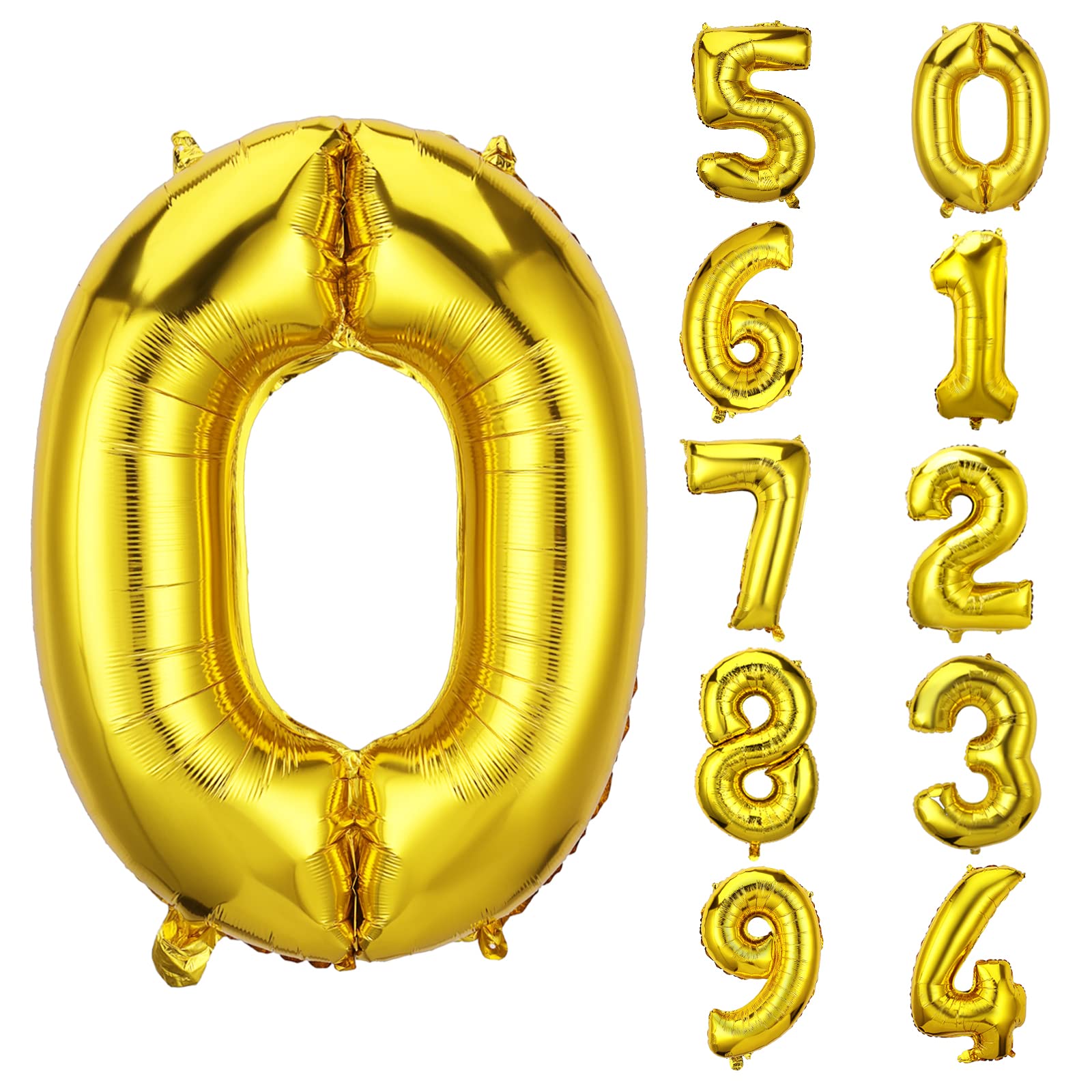 AIEX Gold Number Balloons 28 Inch, Inflatable Large Foil Balloon Number ...