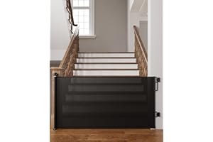Cumbor 76" Extra Wide Retractable Gates for Stairs, Mesh Dog Gate for The House, 34" Tall Extra Wide Pet Gate for Dogs, Long Safety Gates for Doorways, Hallways, Indoor/Outdoor(Black)