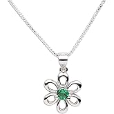 Cherished Moments .925 Sterling Silver Daisy Simulated Birthstone Necklace