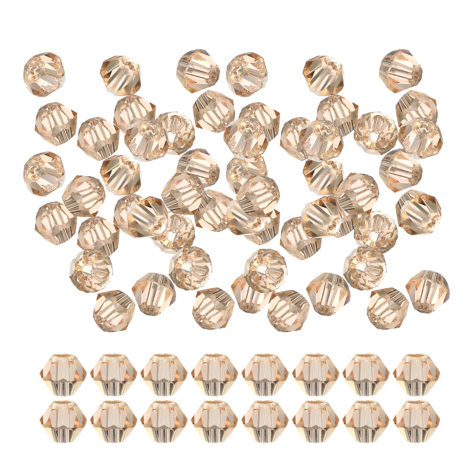 PATIKIL 4mm Bicone Glass Beads, 1800 Pcs Small Faceted Bicone Crystal Beads Charm for Earring Bracelets Necklaces Rings Jewelry Making DIY, Silver Champagne