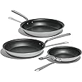Made In Cookware - ProCoat Non Stick 3 Piece Frying Pan Set (Includes 8",10",12") - 5 Ply Stainless Clad - Professional Cookware Italy - Induction Compatible - (Graphite)