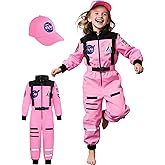 Nuehoryu Astronaut Costume for Girls Space Outfit with Pink Hat for Space Pretend Halloween Party