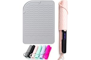ANGENIL Silicone Heat Mat for Hair Tools - Flat Iron and Curling Iron Mat Heat Resistant for Counter, Heat-Resistant Flat Iron Travel Essentials Case, Vanity Organizer, Grey, Normal Size 9" x 6.5"