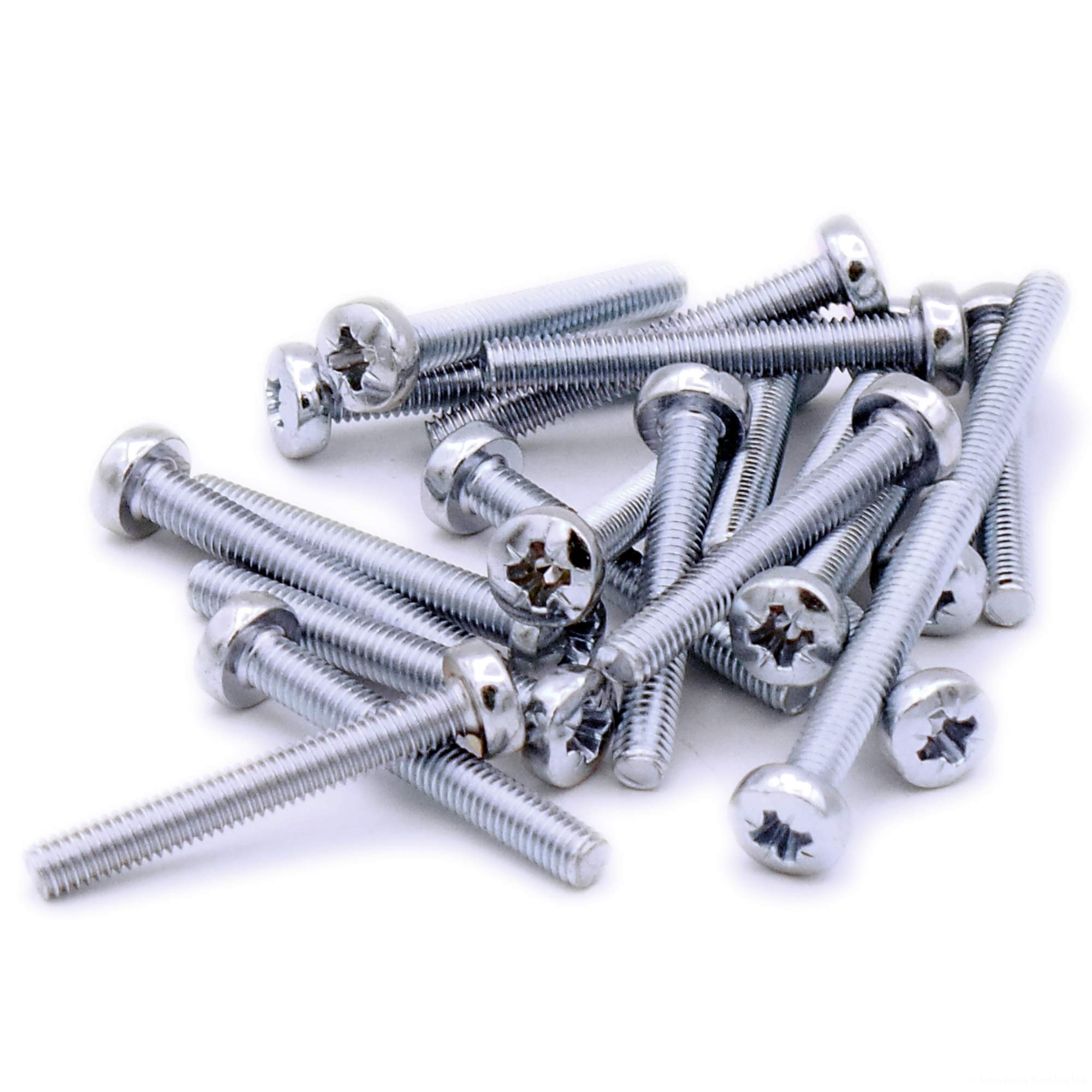 M4 (4mm x 30mm) Pozi Pan Machine Screw (Bolt) - Steel (Pack of 20)