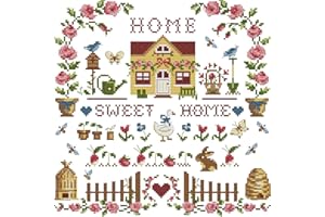 Awesocrafts Cross Stitch Embroidery Kits Pre-Printed Sweet Home Pictures Templates Embroidery Set Pre-Printed 11CT 3 Strands