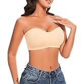 IXF Strapless Bras for Women Wireless Bandeau Bra Invisible Tube Tops Bra Bralette Padded Seamless