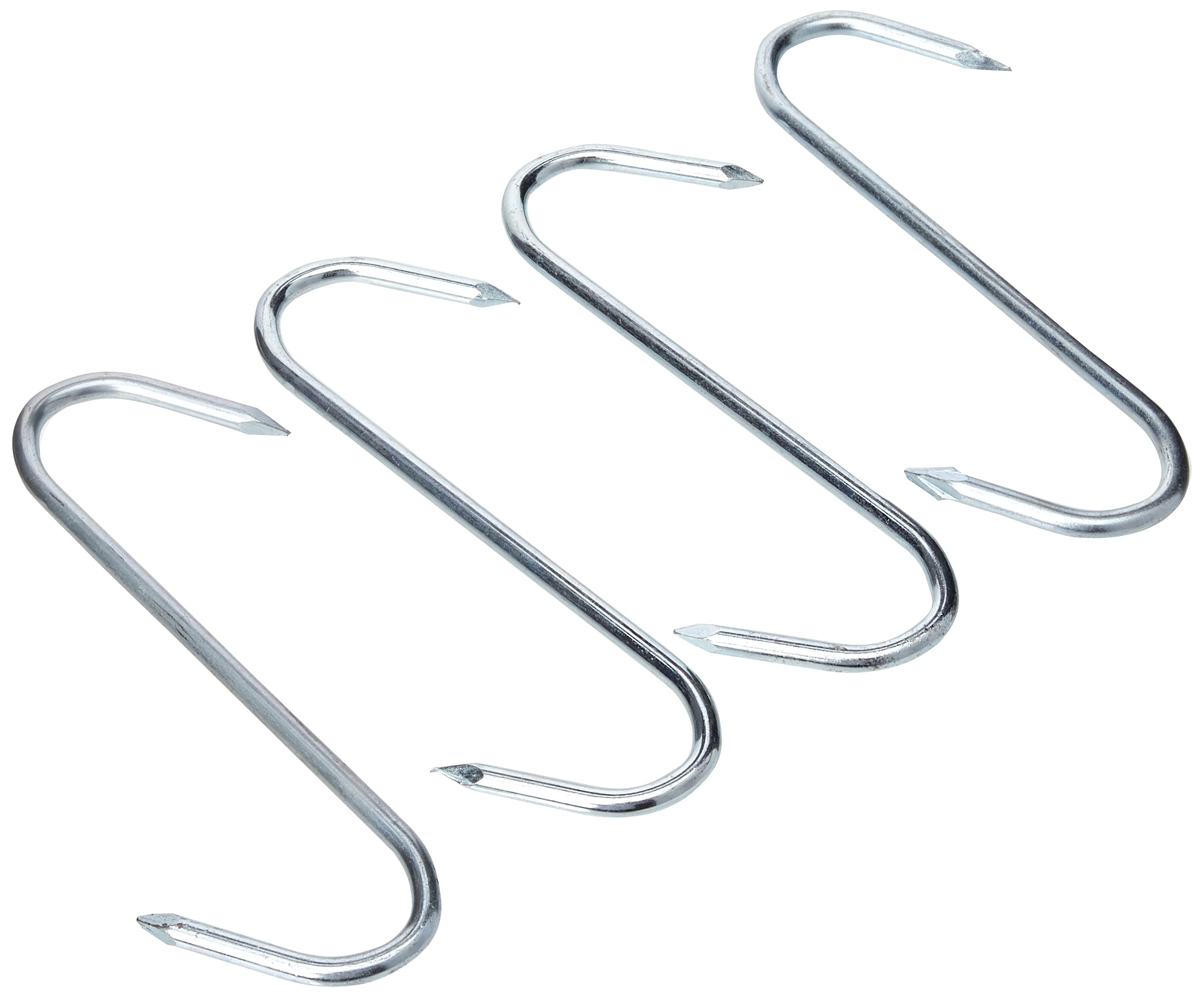 Merriway BH01915 (5 Pcs) BZP Steel Butchers Pointed Kitchen S Hooks, 150mm (6 inch) - Pack of 5 Pieces