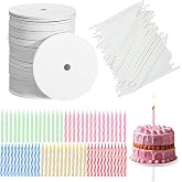 Honeydak 150 Pcs Mini Cake Pop Decorating Kit for Small Dessert Making | Mini Cake Pop Making Kit with 50 Candles, 50 Round Board and 50 Paper Stick for Birthday Party, Baking and Dessert Decoration