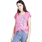 Lucky Brand Lucky Lotus - Women's - Mesh Embroidered Pullover Active Top (X-Small, Pink)