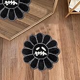 KPOCES Trippy Smile Face Rug Cool Bathroom Rugs Fun Skull Bath Mat 2FT Extra Soft Microfiber Absorbent Bathroom Mat Halloween Gothic Flower Rug Non Slip Bath Mats for Bathroom Bathtub