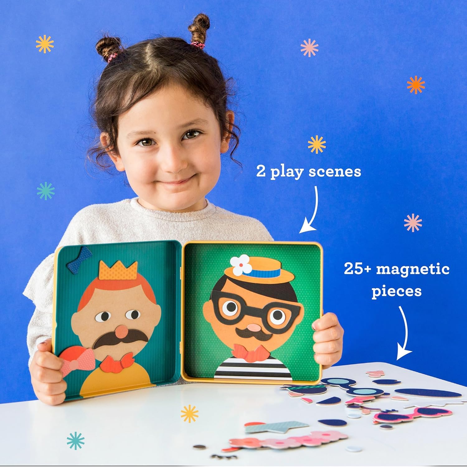 Petit Collage Funny Face Magnetic Travel Play Set – Fun Game for Families, Ideal for 2-4 Players, Ages 4+ – Travel Game for Kids with Handy Portable Tin – Make a Great Gift Idea