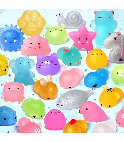 JOYIN Lot de 24 Jouets spongieux Halloween Mochi,Jouets spongieux de caractère de classes d'Halloween pour les faveurs de fête d'Halloween, Cadeaux d'anniversaire pour garçons et filles,sac de cadeaux