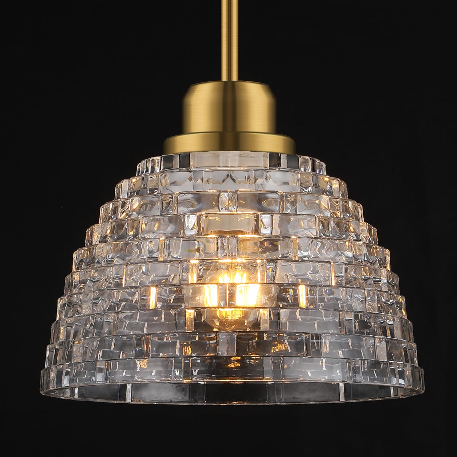 Photo 1 of Fivemengo 3 Pack Glass Pendant Lights Kitchen Island 8.7 Inches Modern Gold Glass Pendant Light Fixtures Brass Hanging Lighting for Kitchen Over Sink Dining Room Bedroom E26