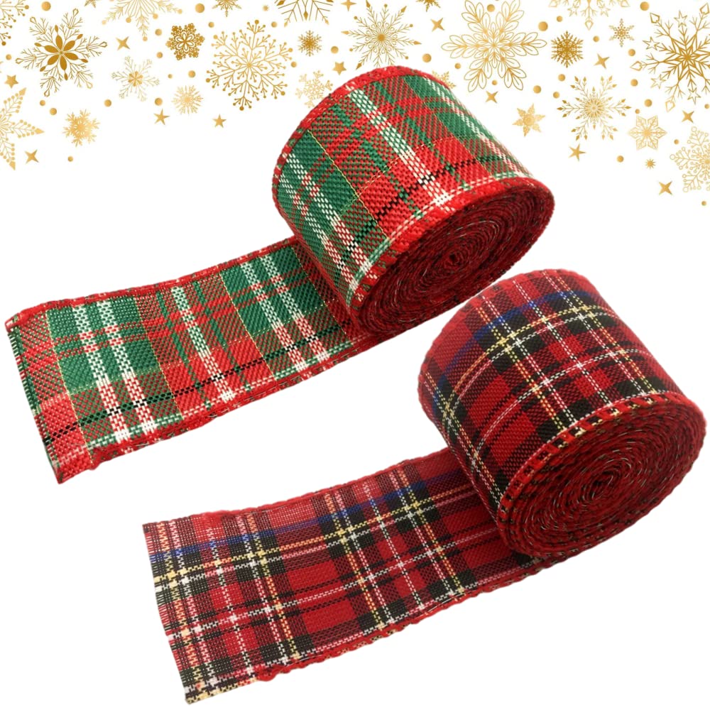 HEZUNHZ 2 Rolls Natural Jute Fabric Crafts Ribbon for Christmas Wedding Gifts Burlap Fabric DIY Packing Vintage Wedding Party Decoration (Style 3)