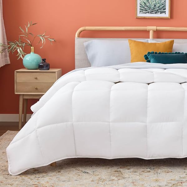 LINENSPA WHITE DOWN ALTERNATIVE COMFORTER AND DUVET INSERT – ALL-SEASON COMFORTER WITH BOX STITCH AND 8 DUVET LOOPS – BEDDING FOR KIDS, TEENS, AND ADULTS – QUEEN