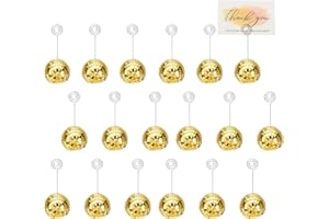 PATIKIL 2 Inch Disco Ball Place Card Holder, 18Pcs Disco Table Sign Holder Table Number Holders Name Card Stands with Clip fo