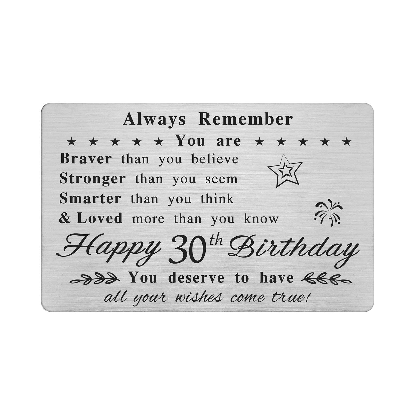 FALOGI Happy 30th Birthday Card - You Are Loved More Than You Know - 30 Year Old Birthday Gifts for Men Women, for Him Her, Personalised Engraved Wallet Card