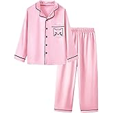 Mikrdoo Silk Pajamas for Girls Long Sleeve PJs for Kids Top and Pants 2 Piece Satin Slpeepwear Set 3-14 Years