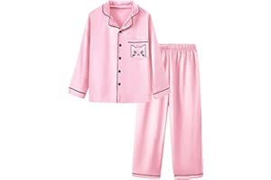Mikrdoo Silk Pajamas for Girls Long Sleeve PJs for Kids Top and Pants 2 Piece Satin Slpeepwear Set 3-14 Years