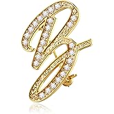 Cicy Bell A-Z Initial 26 Letter Brooch Pins 18k Gold Plated Cubic Zirconia Breastpin Name Personalized Gifts for Women Men